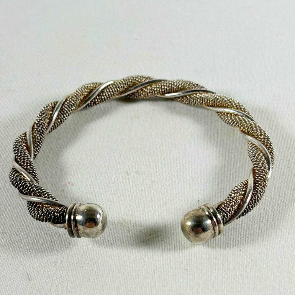 BRACELET BRILLIANT BRASS AND SILVER TONE CLAMP BRACELET